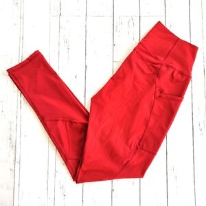 Buckedup Rust Orange/Red Soft Seamless Active Leggings W/ Side Pockets on Legs
